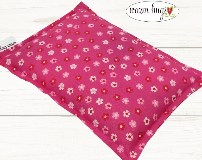 Pink Flower Microwave 7x10 Heating Pad Corn Bags, Hot Cold Sport Fitness Therapy, Migraine Headache, Relaxation Gift, Muscle Aches Cramps