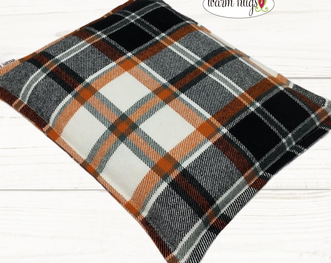 Corn Heating Pad 9 x 11 Flannel, Corn Bags, Microwave Heat Pack, Hot Cold Therapy Relaxation Pillow, Bed Warmer, Brown Black White