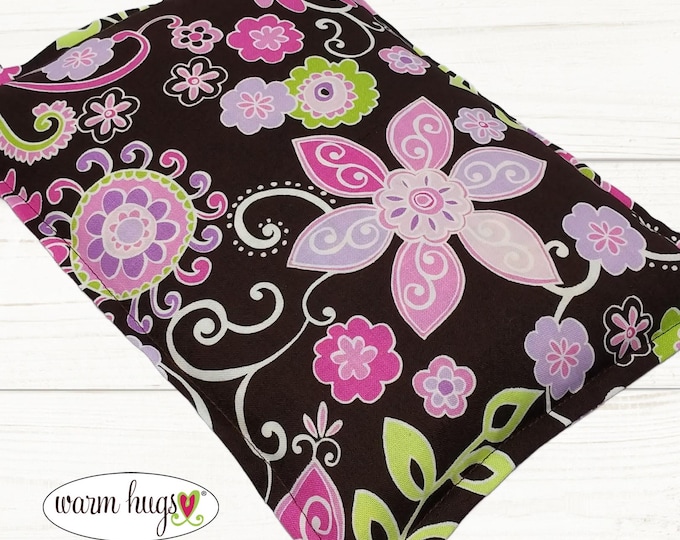 Microwave Heating Pad 7x10, Corn Bags, Migraines, Muscle Aches, Pink Purple Floral