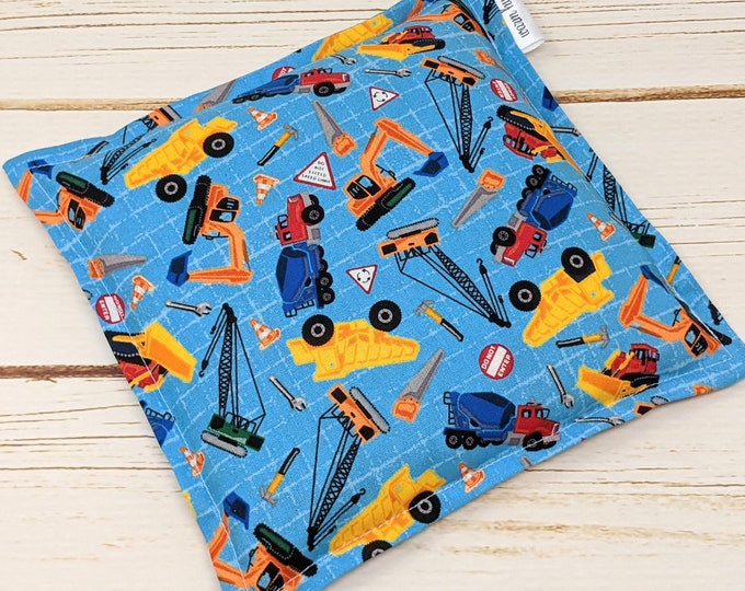 Warm Hugs Kids Corn Heating Pad, Microwavable Heat Pack, Big Trucks Corn Bag, Relaxation Gift, Heated Pillow, Muscle Aches, Feel Better Bag