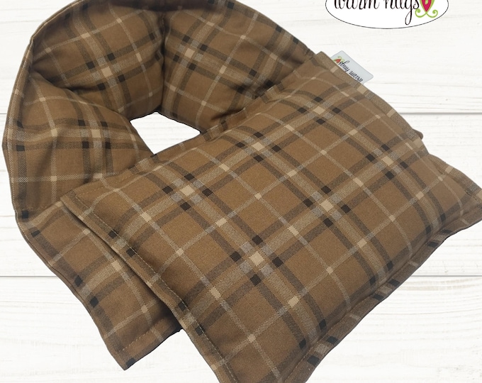 Microwave Neck + Small Heating Pad Gift Set, Hot Cold Massage Spa Therapy, Microwave Neck Wrap, Camel Black Plaid