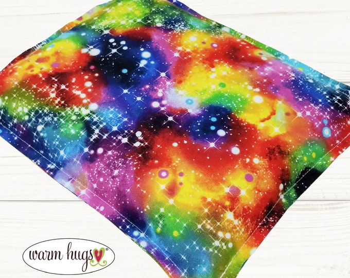 Microwave Corn Heating Pad 9x11, Warm Hugs Heat Packs for Migraine Sinus Headache, Muscle Pain Relief, Star Galaxy Fabric, Cramp Relief