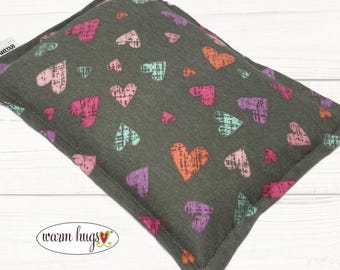 Heart Flannel Microwave Corn Heating Pad 7 x 10, Hot Cold Therapy, Corn Bag, Migraine Headache Sinus Pressure, Muscle Pain, Dorm