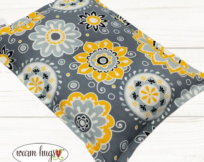 Microwave Corn Heating Pad 7x10, Heat Pack, Migraines, Muscle Aches, Workout Heat Pack, Massage Relaxation, Cramps, Yellow Gray