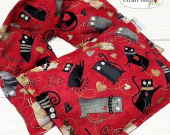 Microwave Neck + Small Heating Pad Gift Set, Hot Cold Massage Spa Therapy, Microwave Neck Wrap, Cat Lover Gift