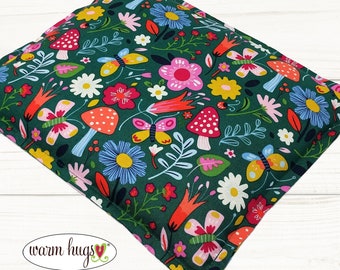Microwave Corn Heating Pad 9x11, Warm Hugs Heat Pack, Relaxation Therapy, Muscle Pain Relief, Bed Foot Warmer, Floral Mushroom Fabric