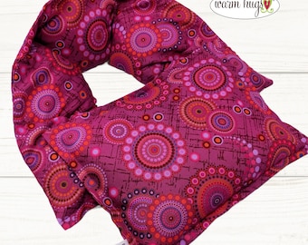 Sending A Hug Microwave Heating Pad Set, Neck Wrap + Small Bag, Massage Spa Relaxation Comfort Gift, Magenta Dots, Circles