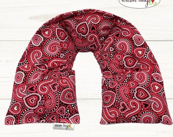 Warm Hugs Neck Heating Pad, Heated Neck Wrap, Microwave Heat Wrap, Corn Bags, Hot Cold Therapy, Spa Relaxation Massage Therapy, Heart Fabric