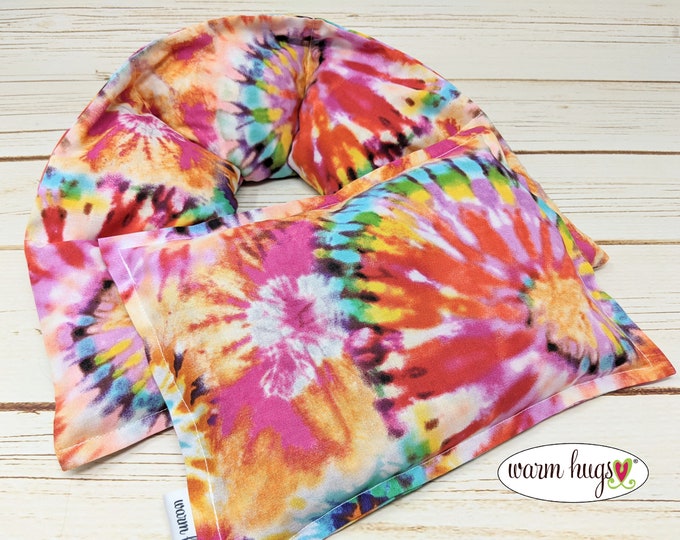 Warm Hug Tie-Dye Microwave Heated Neck Wrap Gift Set, Teen Gift, Corn Bags, Cramp Pack, Hot Cold, Dorm Room, Bed Warmer, Computer Neck Pain