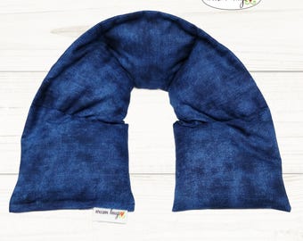 Warm Hugs Microwave Heated Neck Wrap Blue or Purple, Corn Bag Heating Pad, Stress Relief Muscle Comfort, Get Well Gift, Thinking of You
