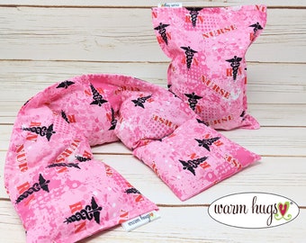 Warm Hugs Nurse Microwave Heated Neck Wrap Set, Heating Pad Massage Spa Gift, Neck Pain Relief, Self Care Package, Gift For Her