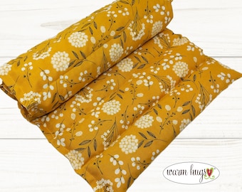 Heating Pad, Warm Hug Microwave Corn Bag Wrap, Cramp Heat Pack, Relaxation, Muscle Aches, Heat Massage, Back Pain, Golden Yellow Floral