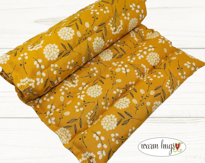 Heating Pad, Warm Hug Microwave Corn Bag Wrap, Cramp Heat Pack, Relaxation, Muscle Aches, Heat Massage, Back Pain, Golden Yellow Floral