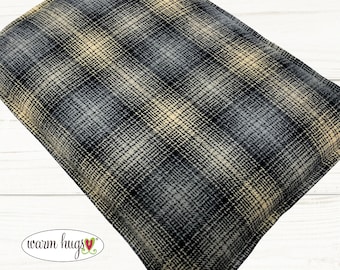 Large Flannel Microwave Heating Pad 10 x 14, Cabin Bed Warmer, Heated Relaxation Gift, Gift For Him, Dorm Room, Gray Buff