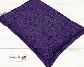 Purple Paisley Corn Bag 7x10 Microwave Heating or Ice Pack, Migraines, Workout Muscle Aches, Comfort Massage Relaxation Gift, Cramp Relief