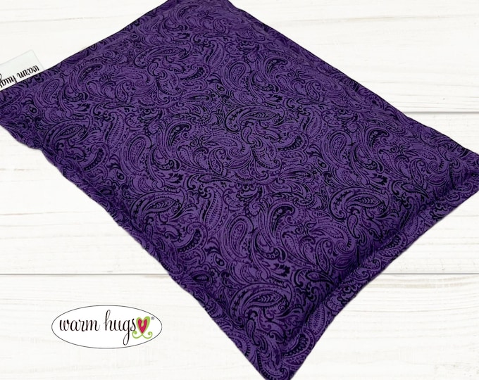 Purple Paisley Corn Bag 7x10 Microwave Heating or Ice Pack, Migraines, Workout Muscle Aches, Comfort Massage Relaxation Gift, Cramp Relief