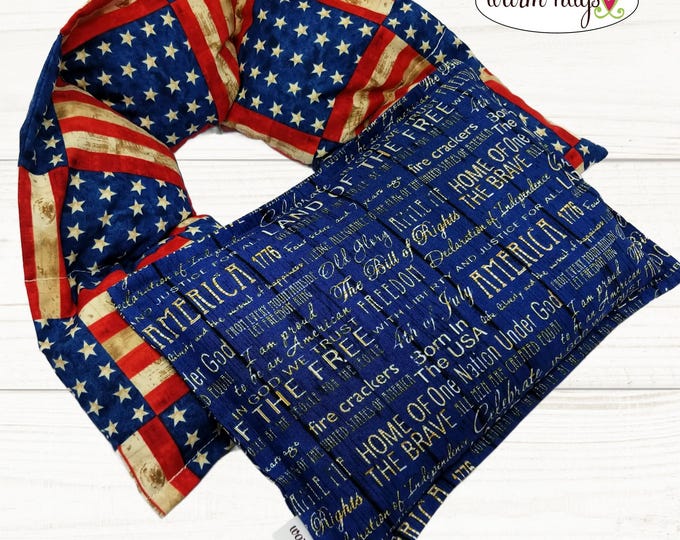 Warm Hug Patriotic Heat Pack Set, Relaxation Gift, Heated Neck Wraps, Microwave Corn Bag, Self Care Package, Neck Pain Relief