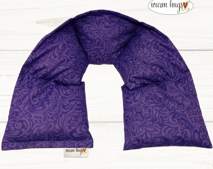 Send a Warm Hug Neck 6x30 XL Heating Pad Gift, Microwave Heat Wrap, Corn Bags, Spa Relaxation, Massage Therapy, Neck Pain, Purple Swirl