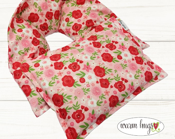 Microwave Neck + Small Heating Pad Gift Set, Hot Cold Massage Spa Therapy, Microwave Neck Wrap, Floral