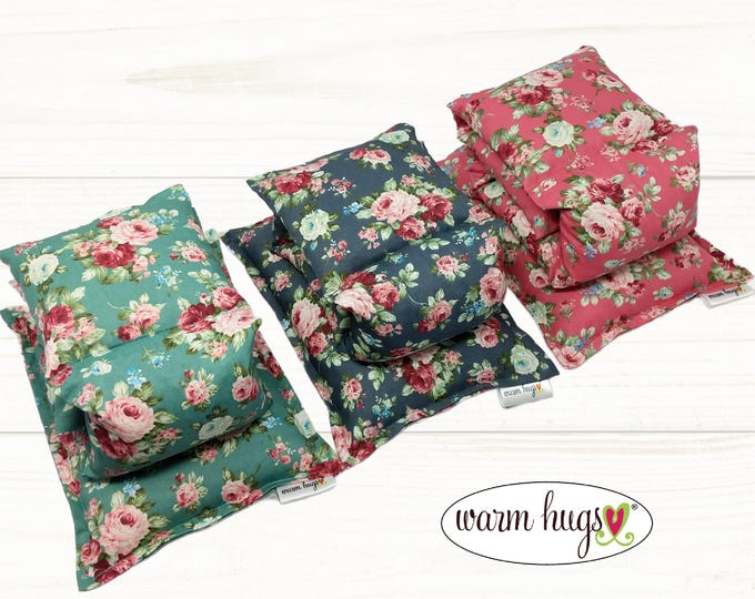 Microwave Neck + Small Heating Pad Gift Set, Hot Cold Massage Spa Therapy, Microwave Neck Wrap, Gray Pink or Green