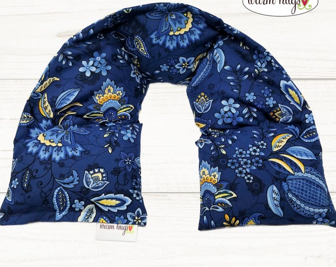 Neck Heating Pad, Heated Neck Wrap, Microwave Heat Wrap, Corn Bags, Hot Cold Therapy, Spa Relaxation, Massage Therapy, Blue Yellow Floral