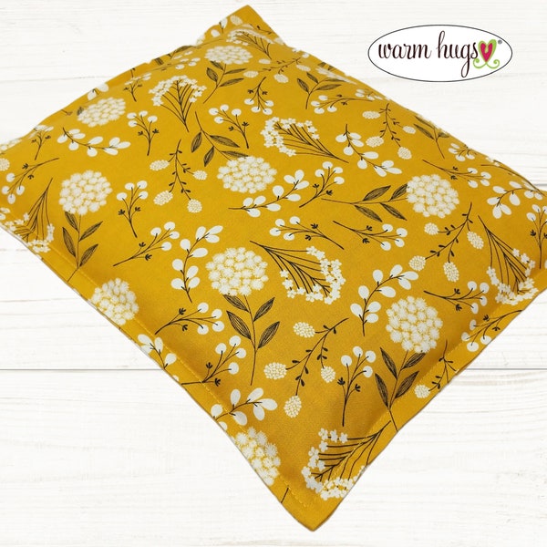 Microwave Corn Heating Pad 9 x 11, Warm Hugs Heat Packs, Migraine Headache Sinus Pressure, Muscle Pain Relief, Dorm Room, Yellow Floral