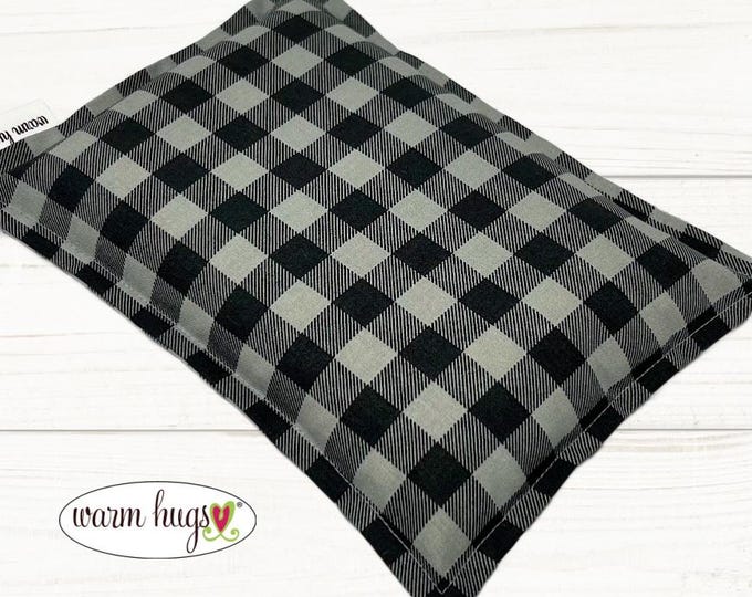 Microwave Heating Pad 7x10, Black Gray Check