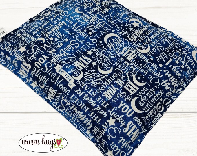Microwave 9x11 Corn Heating Pad, Relaxation Therapy, Muscle Pain Relief, Bed Foot Warmer, Dorm Room, Love You To The Moon, 2 Color Choices