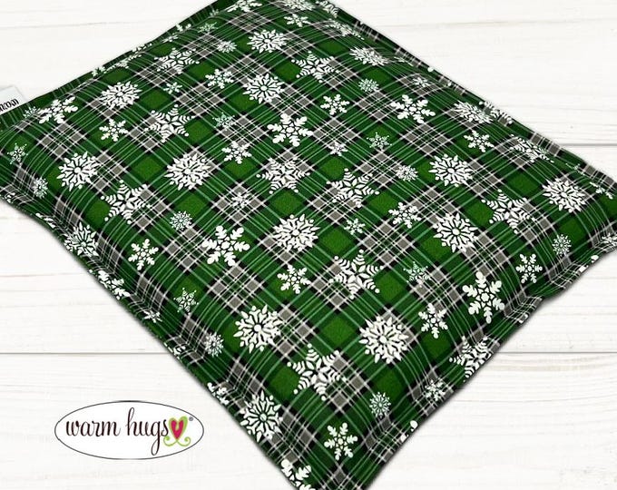 Microwave Corn Heating Pad 9x11 Green Snowflake, Heat Pack for Migraine Headache Sinus Pressure, Muscle Pain Relief,