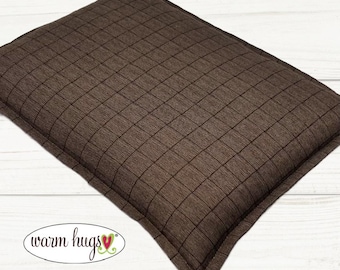 Warm Hugs Large 10x14 Corn Heating Pad, Microwavable Corn Bag, Hot Cold Therapy Pack, Massage Therapy Pillow, Bed Warmer, Brown Black Grid
