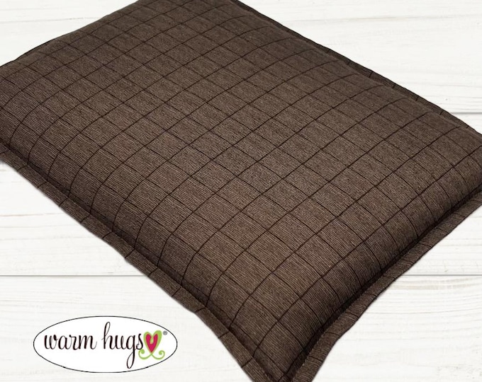 Warm Hugs Large 10x14 Corn Heating Pad, Microwavable Corn Bag, Hot Cold Therapy Pack, Massage Therapy Pillow, Bed Warmer, Brown Black Grid