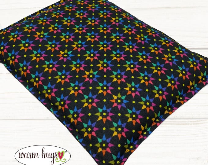 Microwave Corn Heating Pad 9x11, Warm Hugs Heat Packs for Migraine Headache Sinus Pressure, Muscle Pain Relief, Dorm Room, Colorful Stars