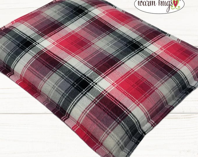 Corn Heating Pad 9 x 11 Flannel, Corn Bags, Microwave Heat Pack, Hot Cold Therapy Relaxation Pillow, Bed Warmer, Red Black White