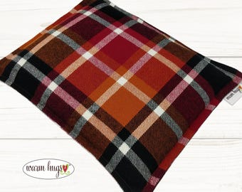 Warm Hugs Flannel Corn Heating Pad 9 x 11, Corn Bags, Microwave Heat Pack, Hot Cold Therapy Relaxation Pillow, Bed Warmer, Cozy Fall Plaid