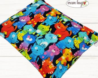 Cat Flannel Microwave Corn Heating Pad 9x11, Comfort Heat Pack, Corn Bag, Hot Cold Sport Therapy, Relaxation Gift, Muscle Aches, Dorm Room