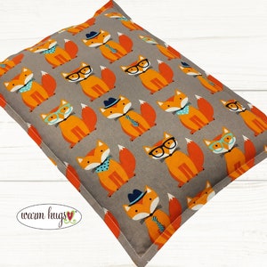 Large Warm Hug Corn Bag 10 x 14, Corn Heating Pad, Cabin Bed Warmer, Relaxation Gift, Microwave Heat, Hot Cold Pack, Orange Fox, Dorm Room