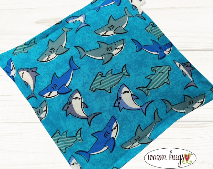 Shark Boo Boo Corn Bag Heat Pack 8x8, Warm Hugs Microwave Heating Pad, Ice Pack, Relaxation Gift, Gift for Children, Feel Better Bag