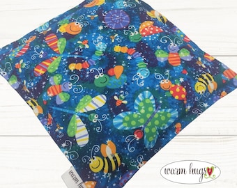 Corn Heating Pad 8x8, Microwave Heated Bag, Boo Boo Ice Pack, Relaxation Gift, Warm Hugs Get Well Gift, Bugs