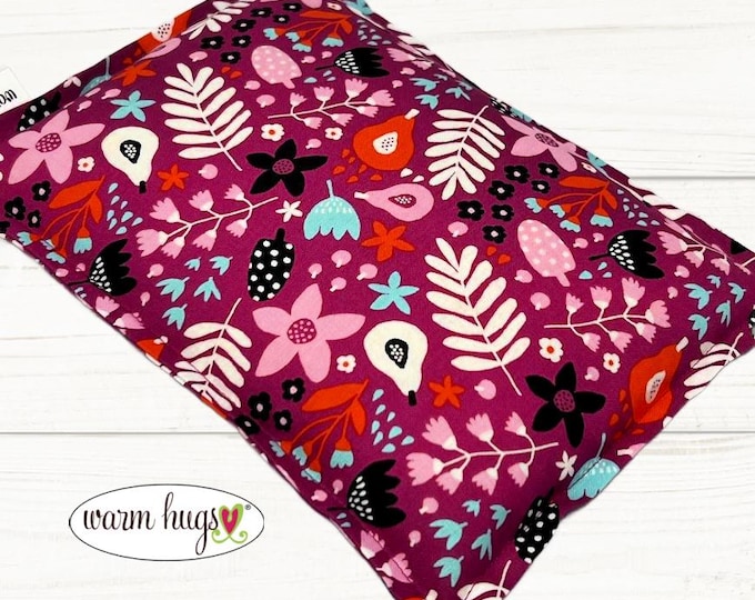 Microwave Heating Pad 7x10, Magenta Floral Leaves Corn Bag