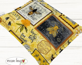 Bee Microwave Corn Heating Pad, Warm Hug 9 x 11 Corn Bag, Heat Pack, Relaxation Therapy, Muscle Pain Relief, Bed Warmer, Gardener Gift