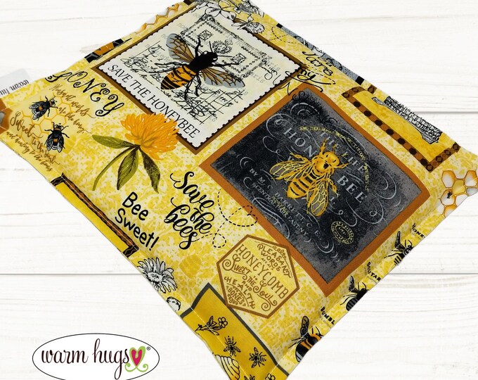 Bee Microwave Corn Heating Pad, Warm Hug 9 x 11 Corn Bag, Heat Pack, Relaxation Therapy, Muscle Pain Relief, Bed Warmer, Gardener Gift