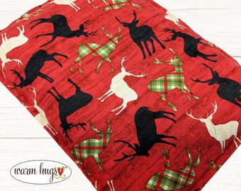 Large Warm Hug Corn Bag 10 x 14 Heating Pad, Relaxation Massage Gift, Microwave Heating Pad, Hot Cold Pack, Deer Fabric