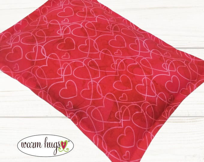 Heart Corn Bag 7x10 Microwave Heating or Ice Pack, Migraines, Workout Muscle Aches, Comfort Pack, Relaxation Gift, Cramp Relief, Raynauds