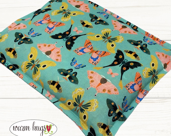 Microwave Corn Heating Pad 9x11, Warm Hugs Heat Pack, Relaxation Therapy, Muscle Pain Relief, Bed Foot Warmer, Butterfly Moth Fabric