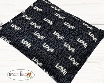 Warm Hugs Love 9 x 11 Microwave Corn Heating Pad, Corn Bags, Massage Relaxation Gift, Muscle Pain, Bed Warmer,  Love Laugh Smile Happy Fun