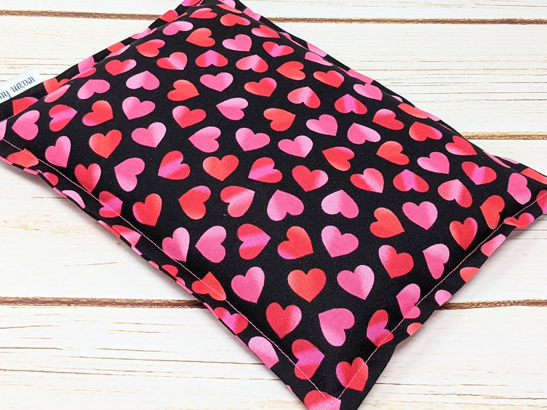 Microwave Corn Heating Pad, Warm Hugs Heat Packs, Corn Bags, Migraine Headache Sinus Pressure, Muscle Pain Relief, Dorm Room, Pink Hearts image 1