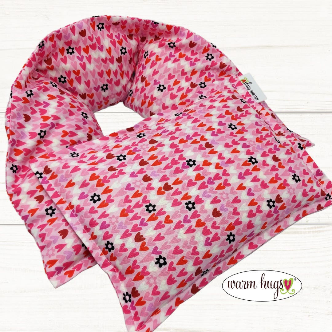 Hearts Microwave Heating Pad Set Neck Wrap 5x24 + Small 7x10, Massage ...