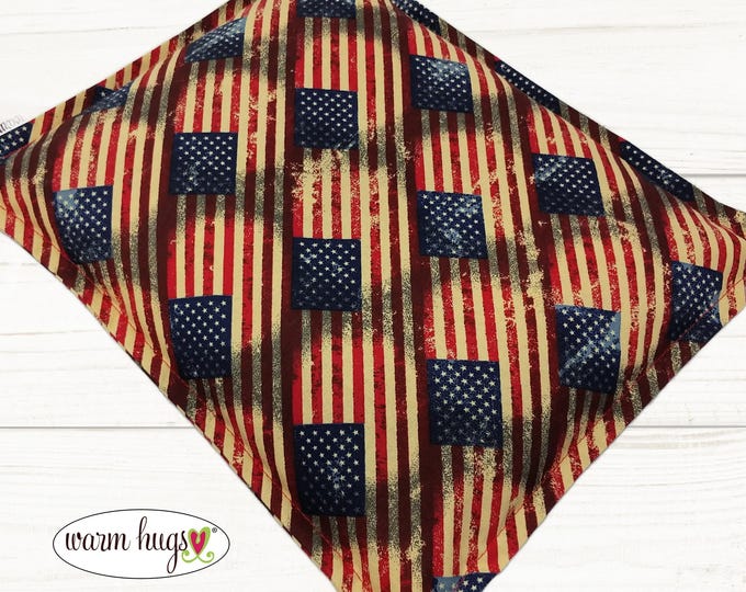 Microwave Corn Heating Pad 9x11, Warm Hugs Heat Packs for Headache Sinus Pressure Cramp Muscle Pain Relief, American Flag