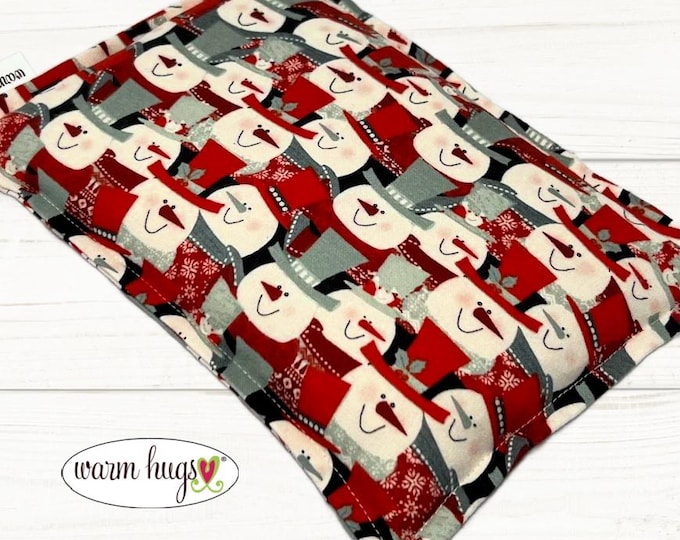 Snowman Flannel Microwave Corn Heating Pad 7 x 10, Hot Cold Therapy, Corn Bag, Migraine Headache Sinus Pressure, Muscle Pain, Dorm