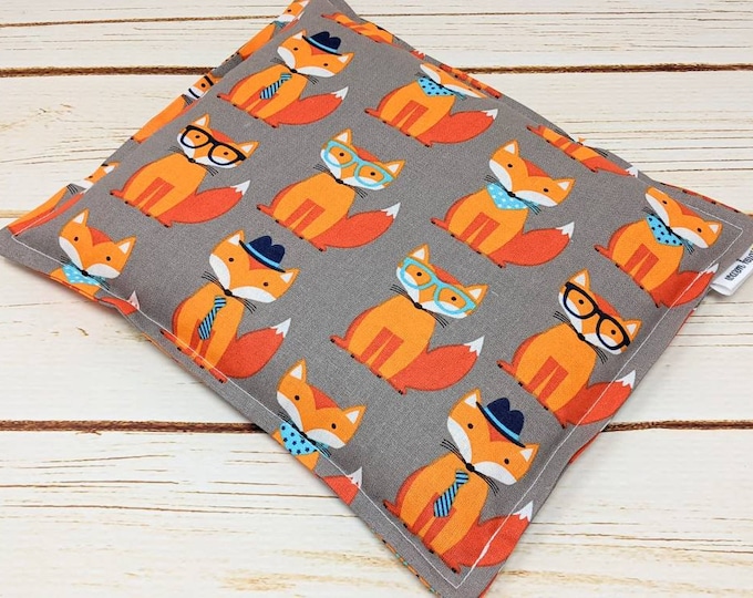 Orange Fox Corn Bag, Corn Heating Pad 9 x 11, Microwavable Heat Pack, Relaxation Gift, Heated Pillow, Pain Relief, Dorm Room, Cramp Relief